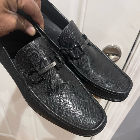 Salvatore Ferragamo Other - Salvatore Ferragamo Pebble Leather Loafers Black Sz 11 D